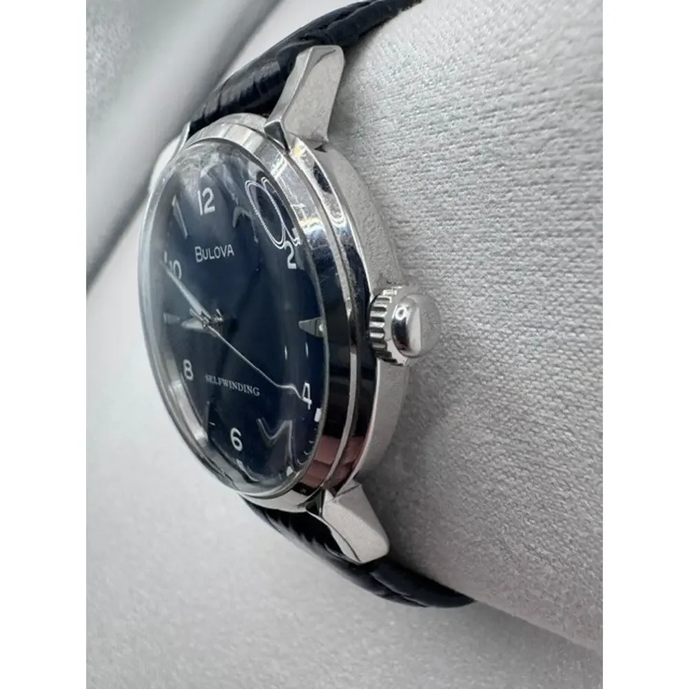 Bulova 96A242 Classic Automatic Blue Dial Leather Strap Selfwinding Watch $499